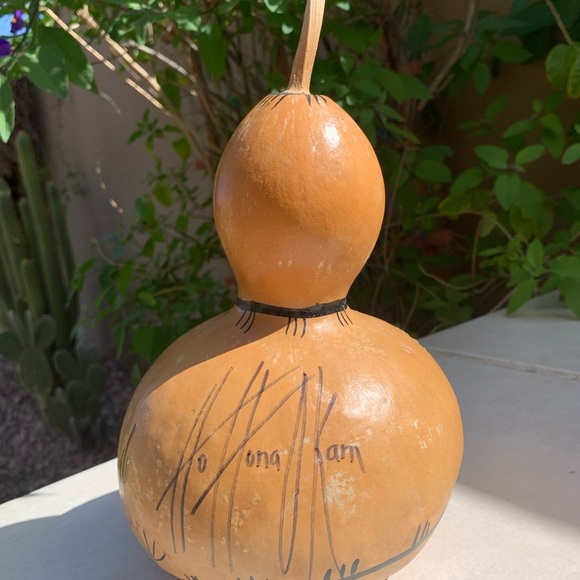 Gourd by Southwest Artist signed by Native American.   Artist: Ho Hona Okam - Picture 6 of 10
